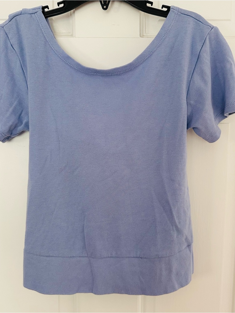 Zella Girls Periwinkle Shirt w Low Open Cross Back Sz M 8/10